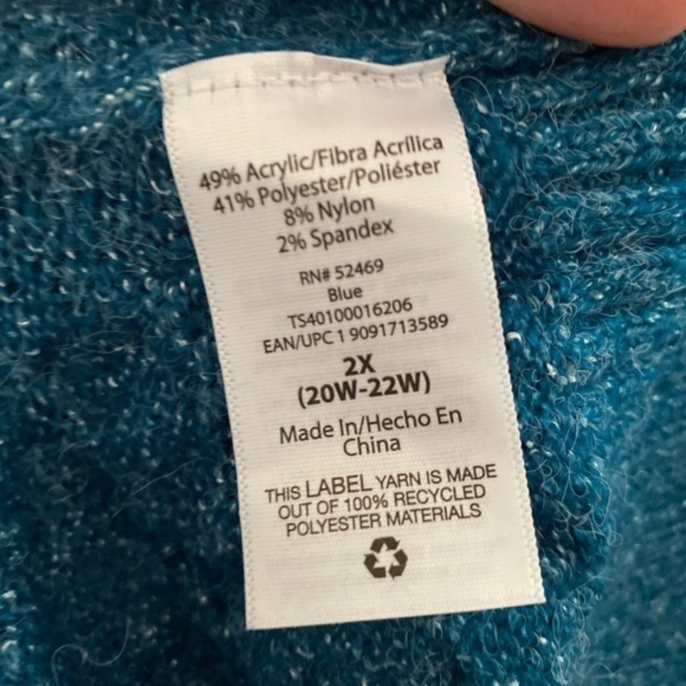 Terra & Sky Sweater Women’s Size‎ 2X Balloon Sleeve Blue New With Tags - Picture 5 of 8